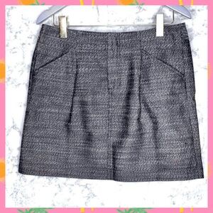 Ann Taylor Gray White Textured Flat Front Mini Skirt Pockets Women’s 8